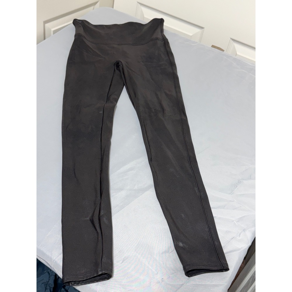 Spanx Faux Leather Leggings Black High Waisted Shaper Size Medium M 24387R